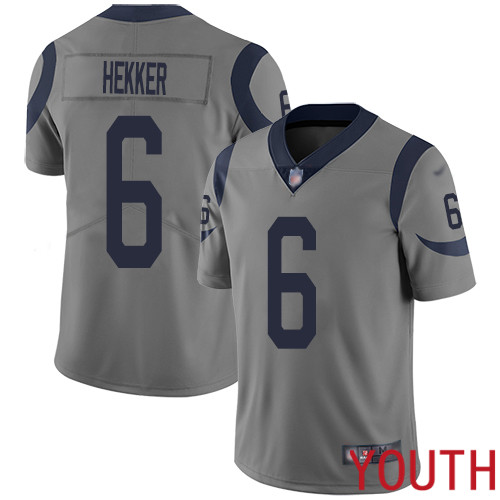 Los Angeles Rams Limited Gray Youth Johnny Hekker Jersey NFL Football #6 Inverted Legend->youth nfl jersey->Youth Jersey